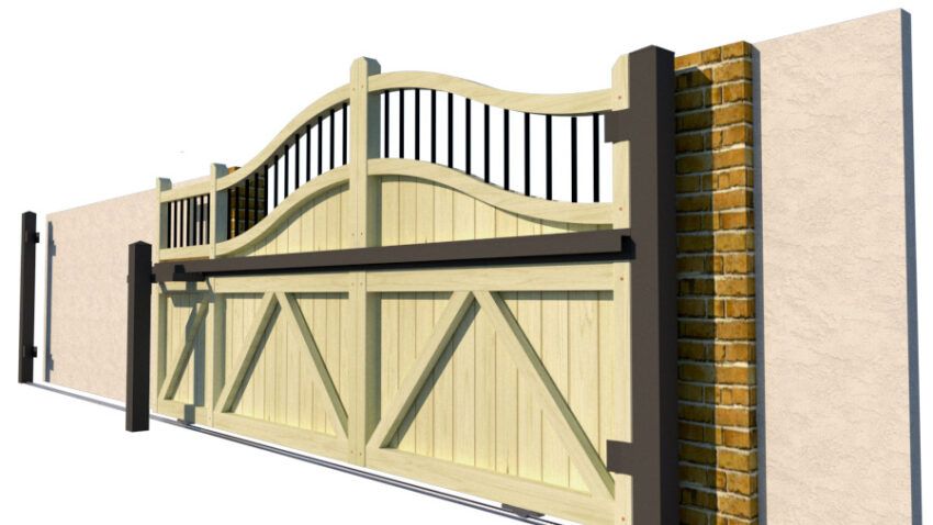 Wooden Sliding Gate - The Outwood rear 1