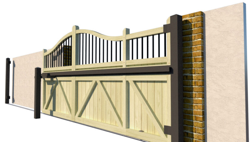 Wooden Sliding Gate - The Suffolk - side