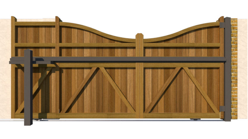 Hardwood Sliding Gate - The Cotswold - rear