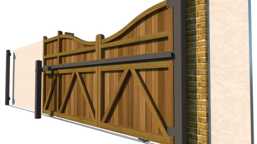 Hardwood Sliding Gate - The Cotswold - side