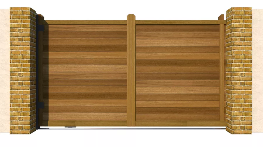 Hardwood Sliding Gate - The Derby - closed - Flat Top - Horizontal Cladded