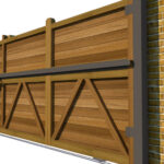 Hardwood Sliding Gate - The Derby - side - Flat Top - Horizontal Cladded