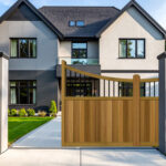 Sliding Gates in Hardwood - Inner Bow top with Spindles - The Foxwood - open
