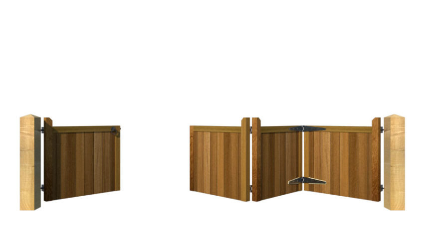 Bi-fold Gates - The Brentwood Low - Hardwood - front 3+1 1