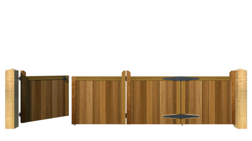 Bi-fold Gates - The Brentwood Low - Hardwood - front 3+1