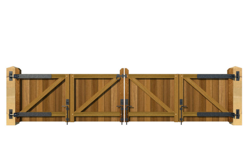 Bi-fold Gates - The Brentwood Low - Hardwood - rear