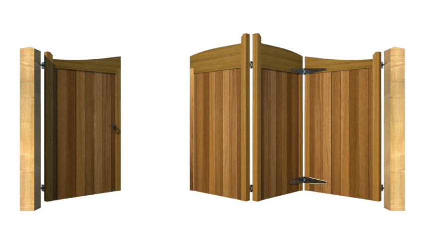 Bi-fold Gates - The Brookwood - Hardwood - front 3+1 opening