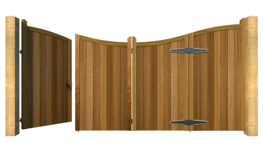 Bi-fold Gates - The Cotswold - Hardwood - front 3+1 open