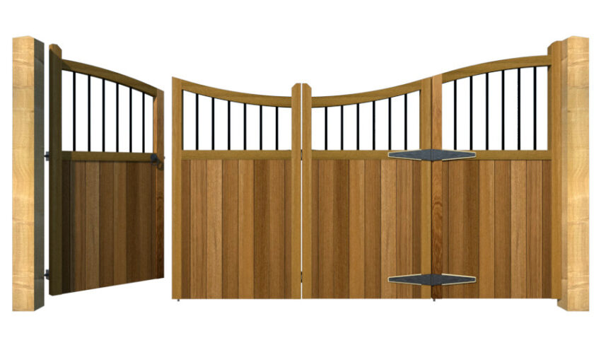 Bi-fold Gates - The Cumbria - Hardwood - front 3+1