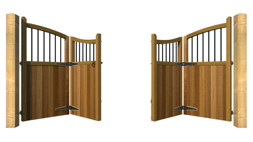 Bi-fold Gates - The Cumbria - Hardwood - opening