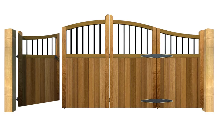 Bi-fold Gates - The Suffolk - Hardwood - front 3+1