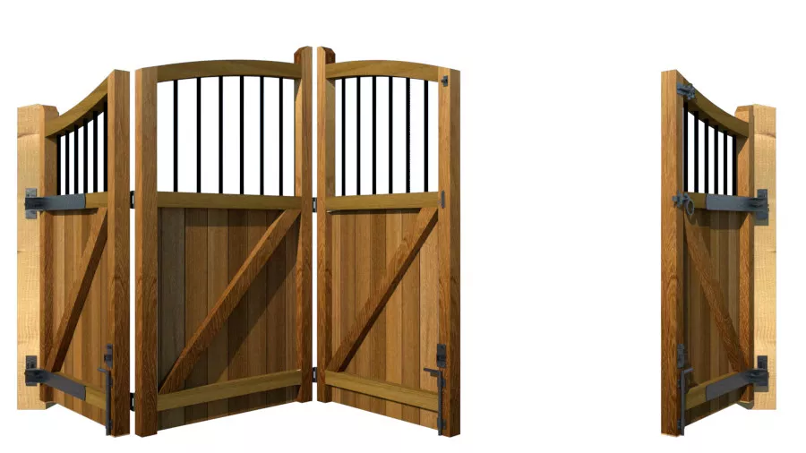 Bi-fold Gates - The Suffolk - Hardwood - rear 3+1 open