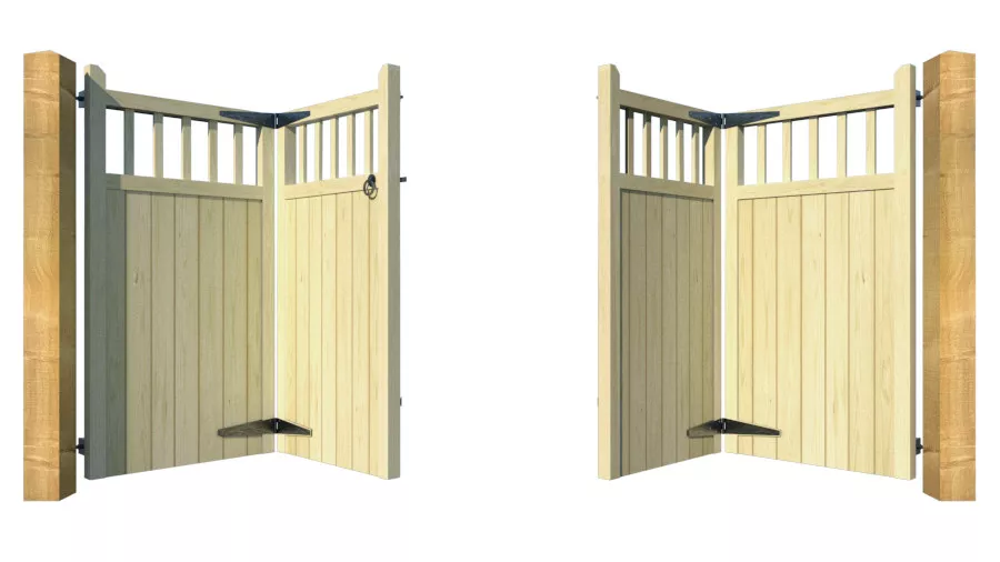 Wooden Bi-fold Driveway Gates - The Baywood High - opening