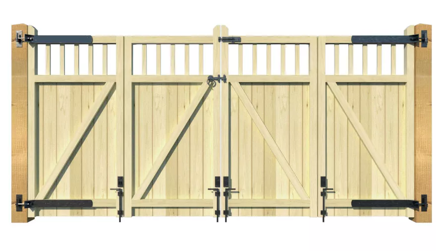Wooden Bi-fold Driveway Gates - The Baywood High - rear