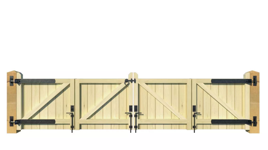 Wooden Bi-fold Driveway Gates - The Brentwood Low - rear