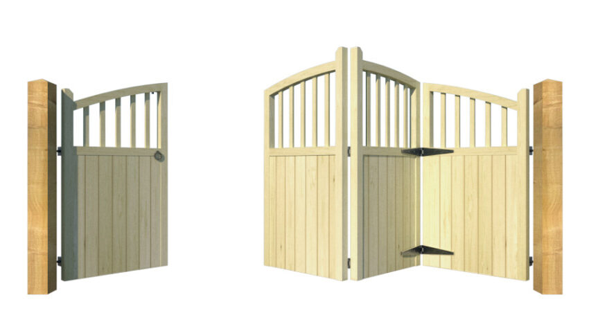 Wooden Bi-fold Driveway Gates - The Durham - front 1 + 3 opening