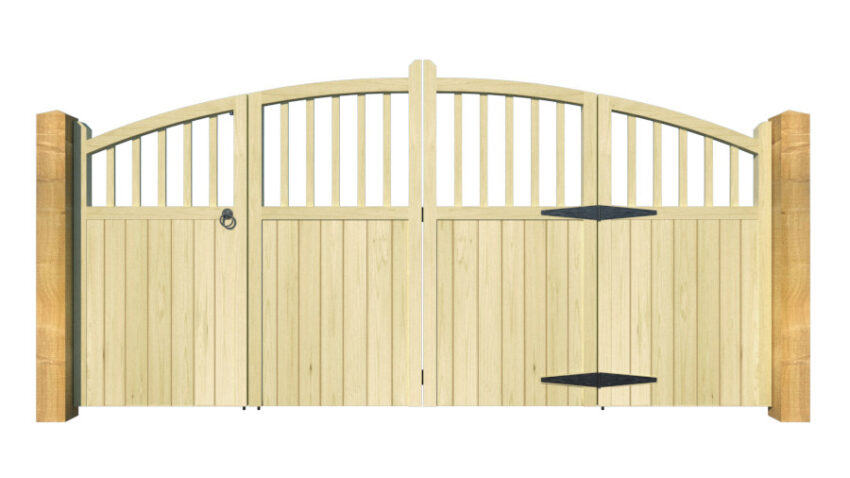 Wooden Bi-fold Driveway Gates - The Durham - front