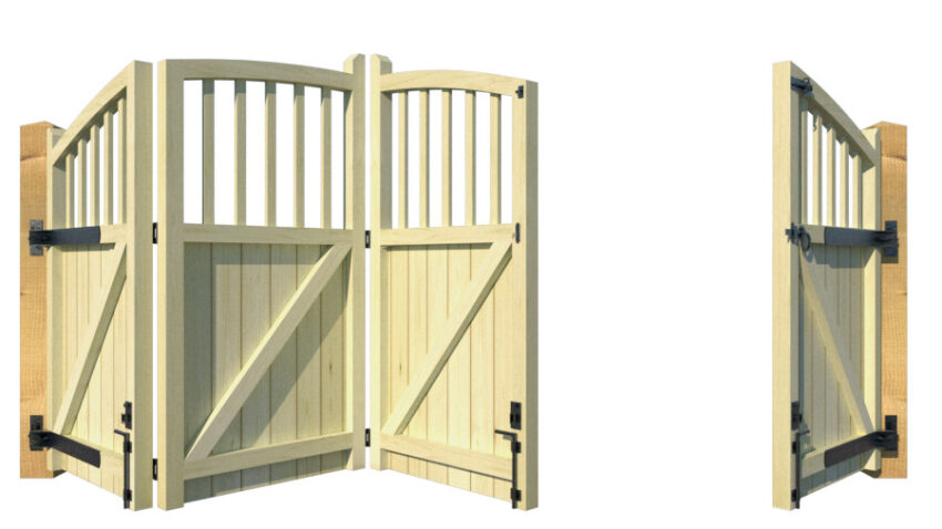 Wooden Bi-fold Driveway Gates - The Durham - rear 1 + 3 opening