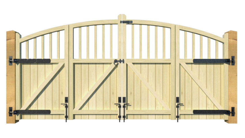 Wooden Bi-fold Driveway Gates - The Durham - rear 1