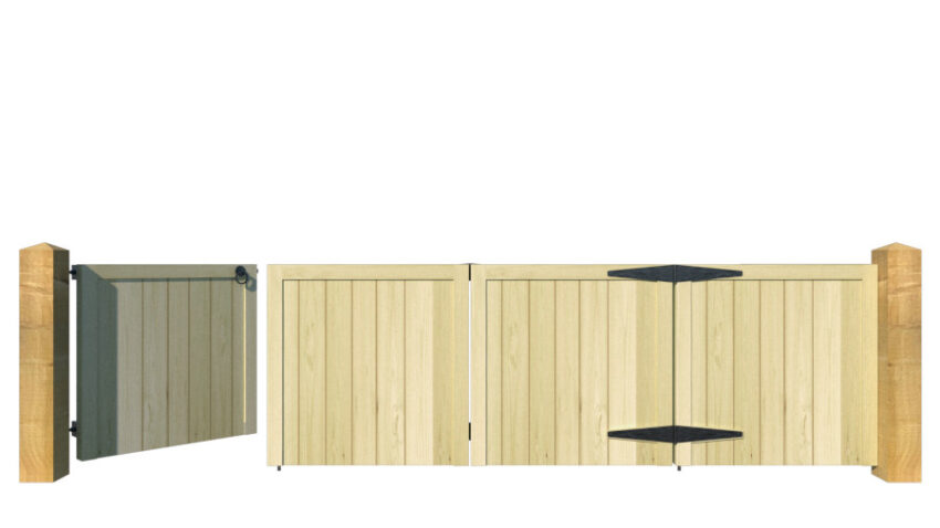 Wooden Bi-fold Driveway Gates - The Guildford Low - front - 3+1