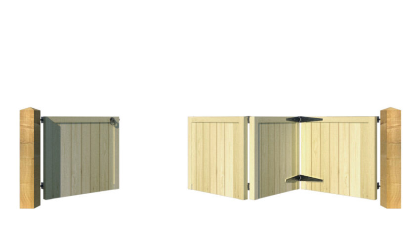 Wooden Bi-fold Driveway Gates - The Guildford Low - front - 3+1 - opening