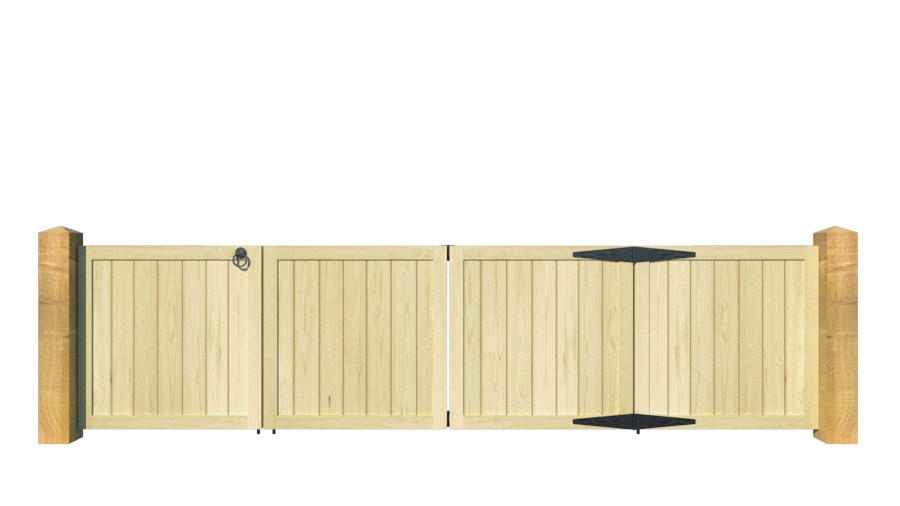 Wooden Bi-fold Driveway Gates - The Guildford Low - front