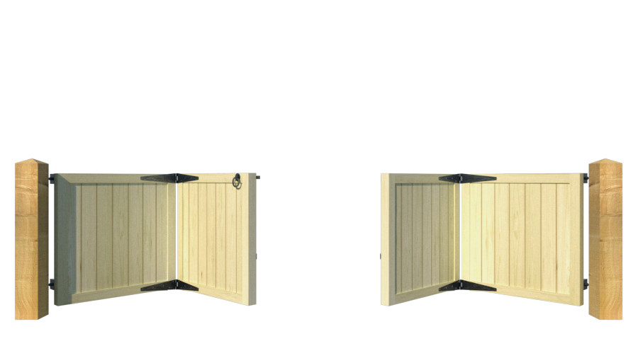 Wooden Bi-fold Driveway Gates - The Guildford Low - opening