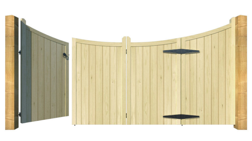 Wooden Bi-fold Driveway Gates - The Hazelwood - front - 3+1
