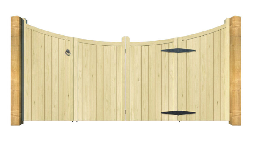 Wooden Bi-fold Driveway Gates - The Hazelwood - front