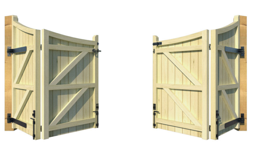 Wooden Bi-fold Driveway Gates - The Hazelwood - rear - opening