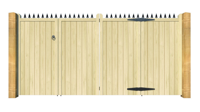 Wooden Bi-fold Driveway Gates - The London - front