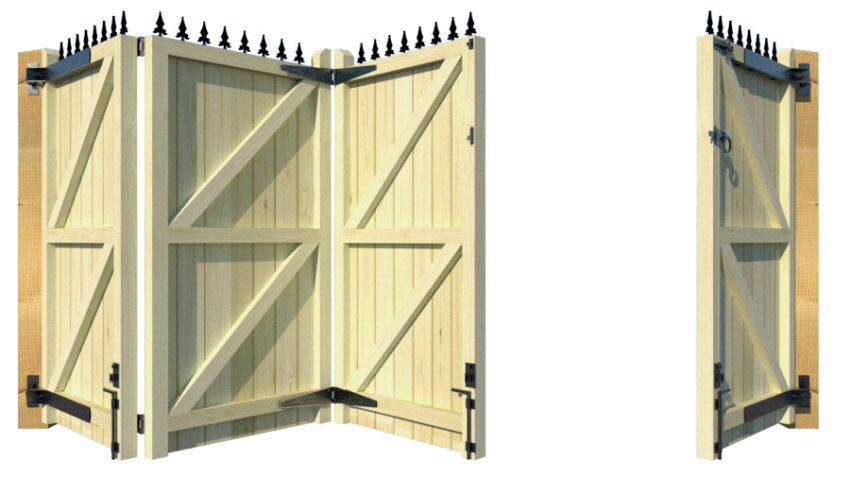 Wooden Bi-fold Driveway Gates - The London - rear opening 3 1