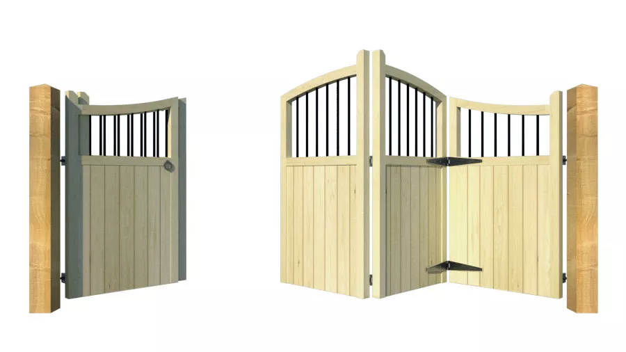 Wooden Bi-fold Driveway Gates - The Suffolk - front pedestrian 3 1