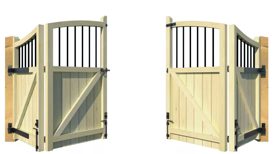 Wooden Bi-fold Driveway Gates - The Suffolk - rear open