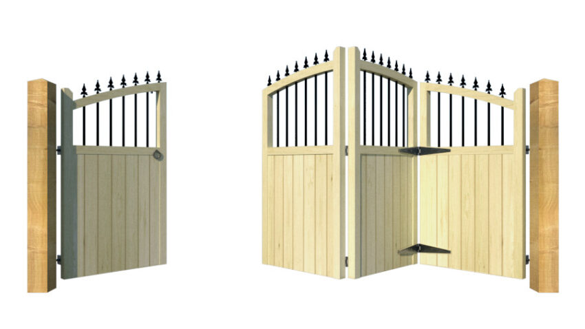 Wooden Bi-fold Driveway Gates - The Woodbridge - open 3+1