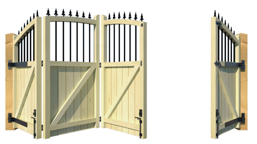 Wooden Bi-fold Driveway Gates - The Woodbridge - rear 3+1