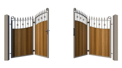 Bi-fold Gates Metal Framed with Hardwood - The Aberdeen - opening