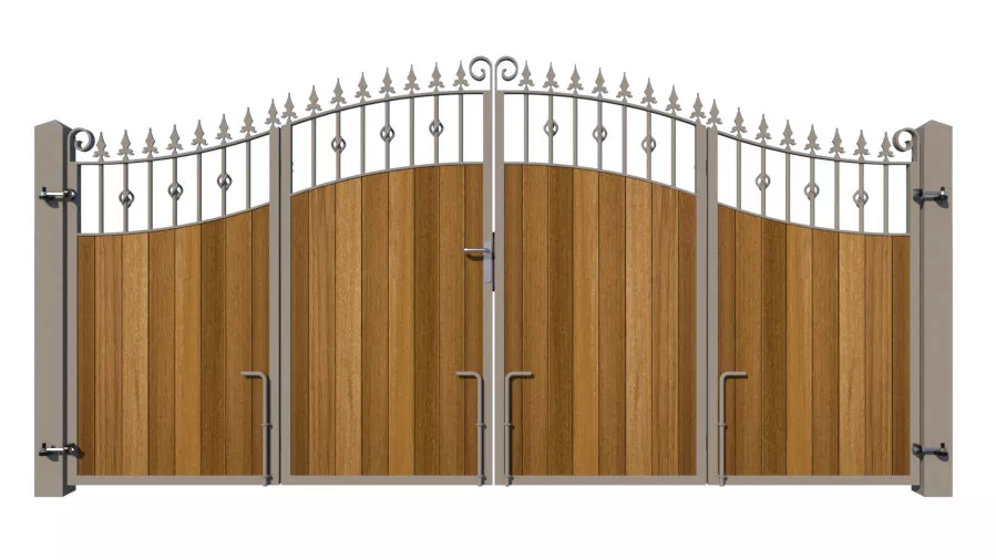 Bi-fold Gates Metal Framed with Hardwood - The Aberdeen - rear
