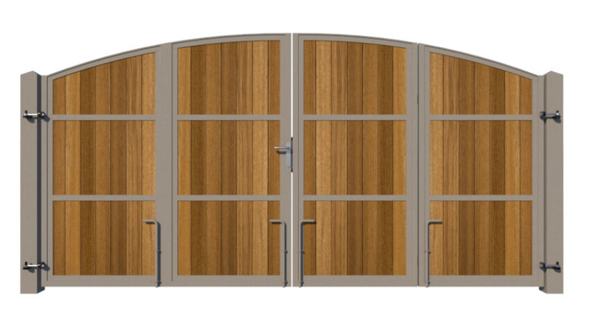 Bi-fold Gates Metal Framed with Hardwood - The Kent - rear