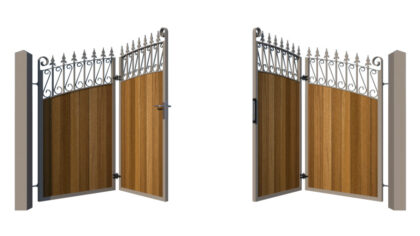 Bi-fold Gates Metal Framed with Hardwood - The Oxford - opening
