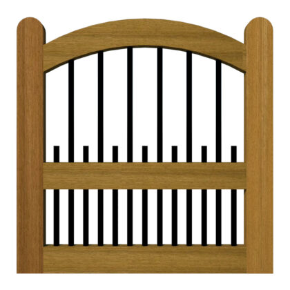 Garden Gates - The Bibury. Bow top design with metal dog bars