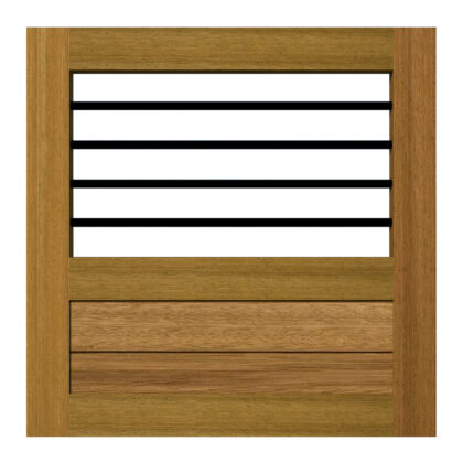 Garden gate with a flat top.