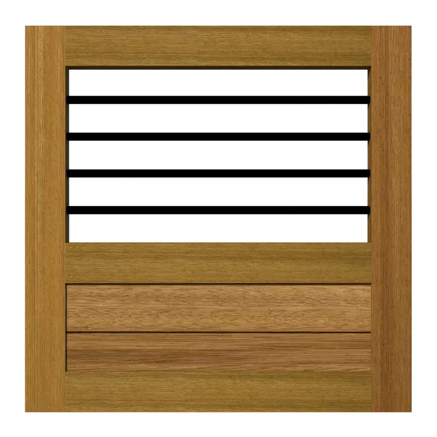 Garden gate with a flat top.