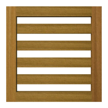 Flat top garden gate with horizontal spindles