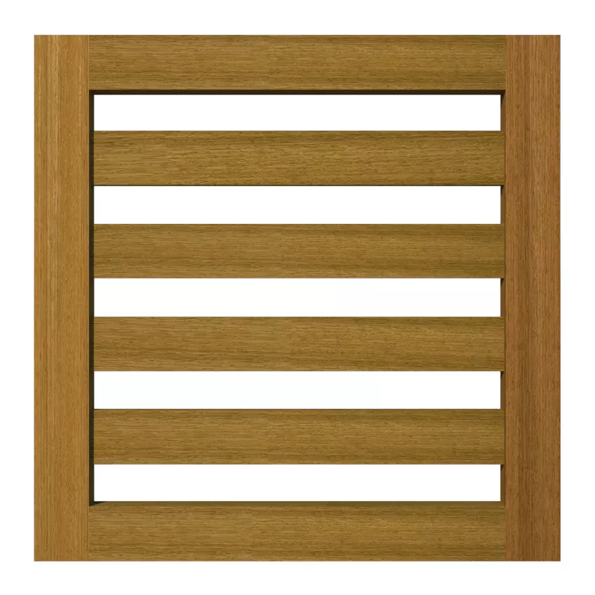 Flat top garden gate with horizontal spindles