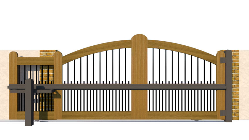 Open Panel Hardwood Sliding Gate - The Bibury - Image 4