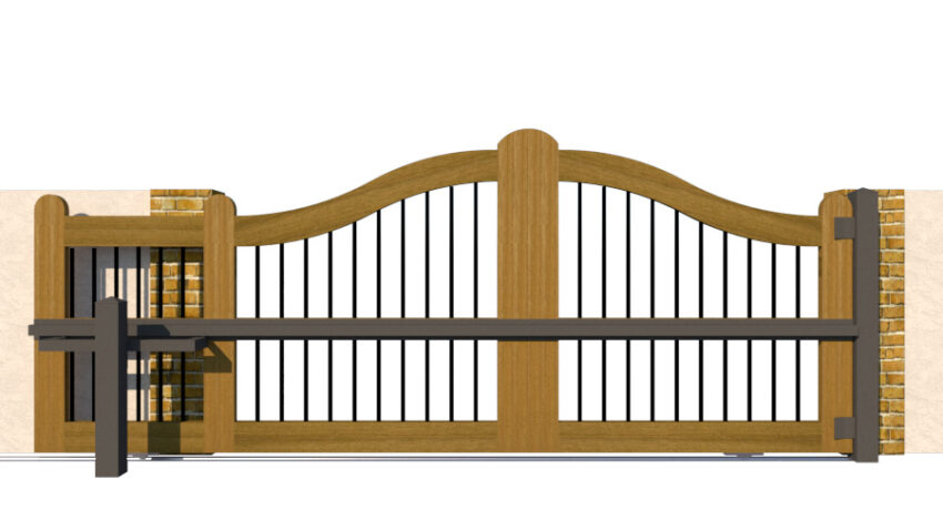 Sliding Gates - Open Panel - Hardwood - The Bodmin - rear