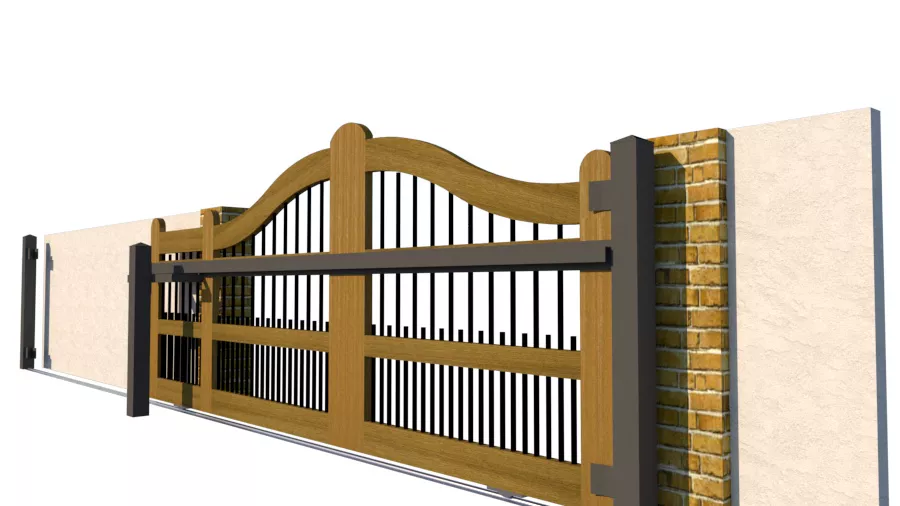 Sliding Gates - Open Panel - Hardwood - The Harpford - side