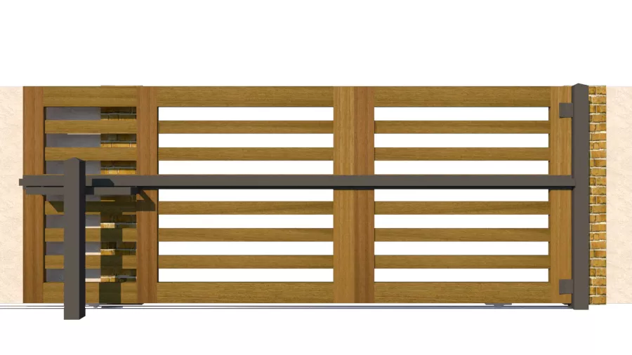 Sliding Gates - Open Panel - Hardwood - The Salcombe - rear