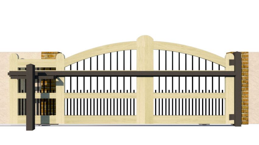 Sliding Gates - Open Panel - Softwood - The Clovelly - rear